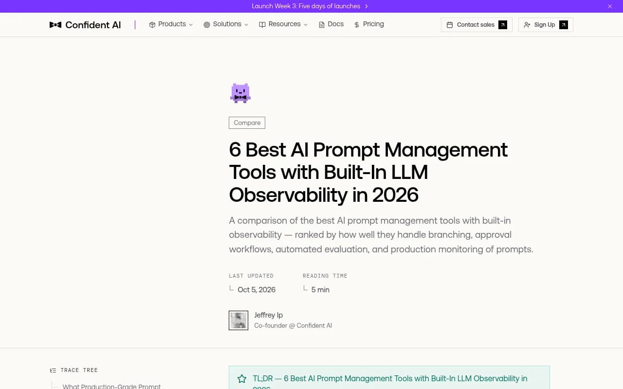 Confident AI's comparison of prompt management platforms with built-in observability