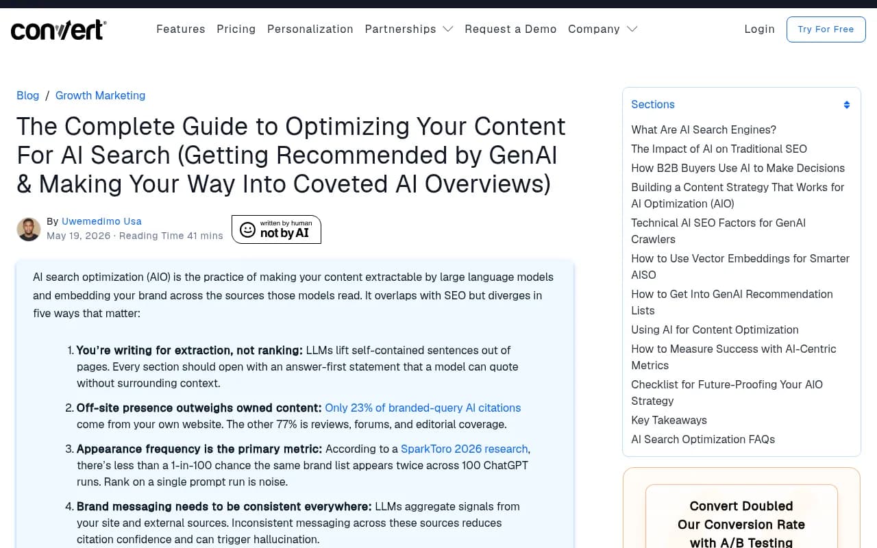 AI search optimization content structure guide from Convert.com
