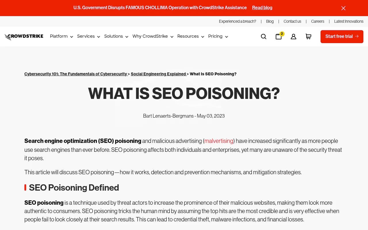 CrowdStrike's explainer on SEO poisoning and how to detect it