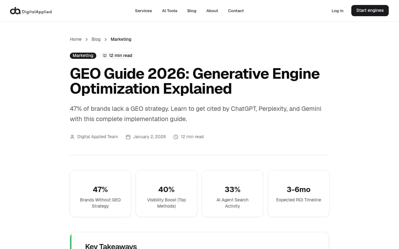 GEO Guide 2026 research data showing optimization impact statistics