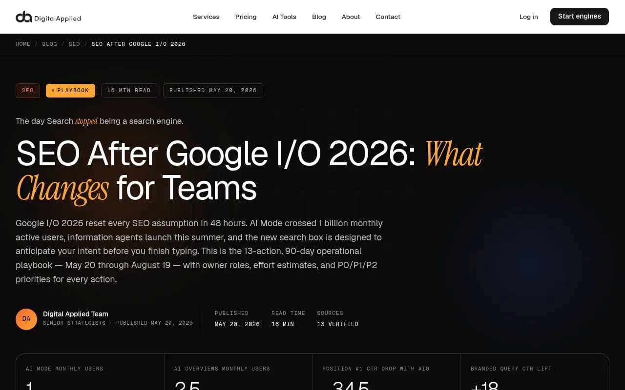 SEO playbook breakdown of what changed after Google's I/O 2026 announcements
