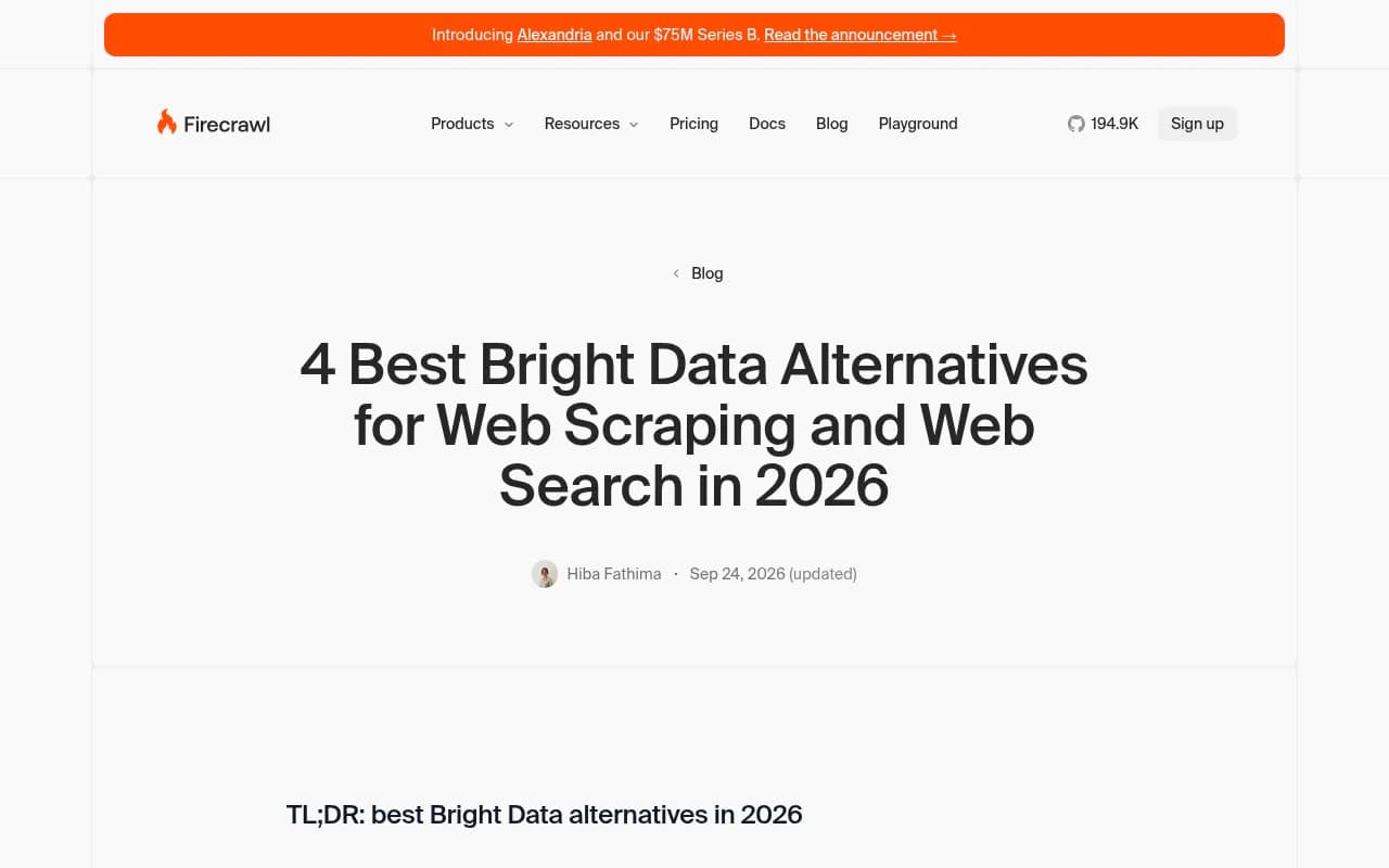 Firecrawl's comparison of Bright Data alternatives, showing where each tool fits
