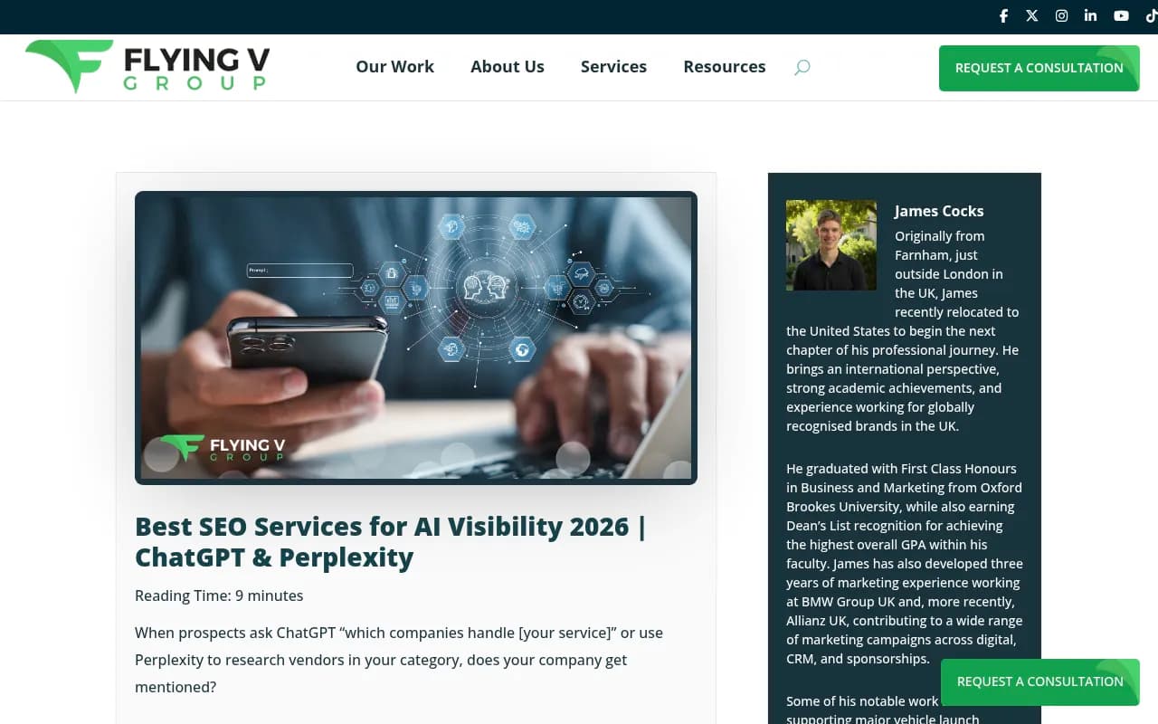 Flying V Group's guide to SEO services for AI visibility