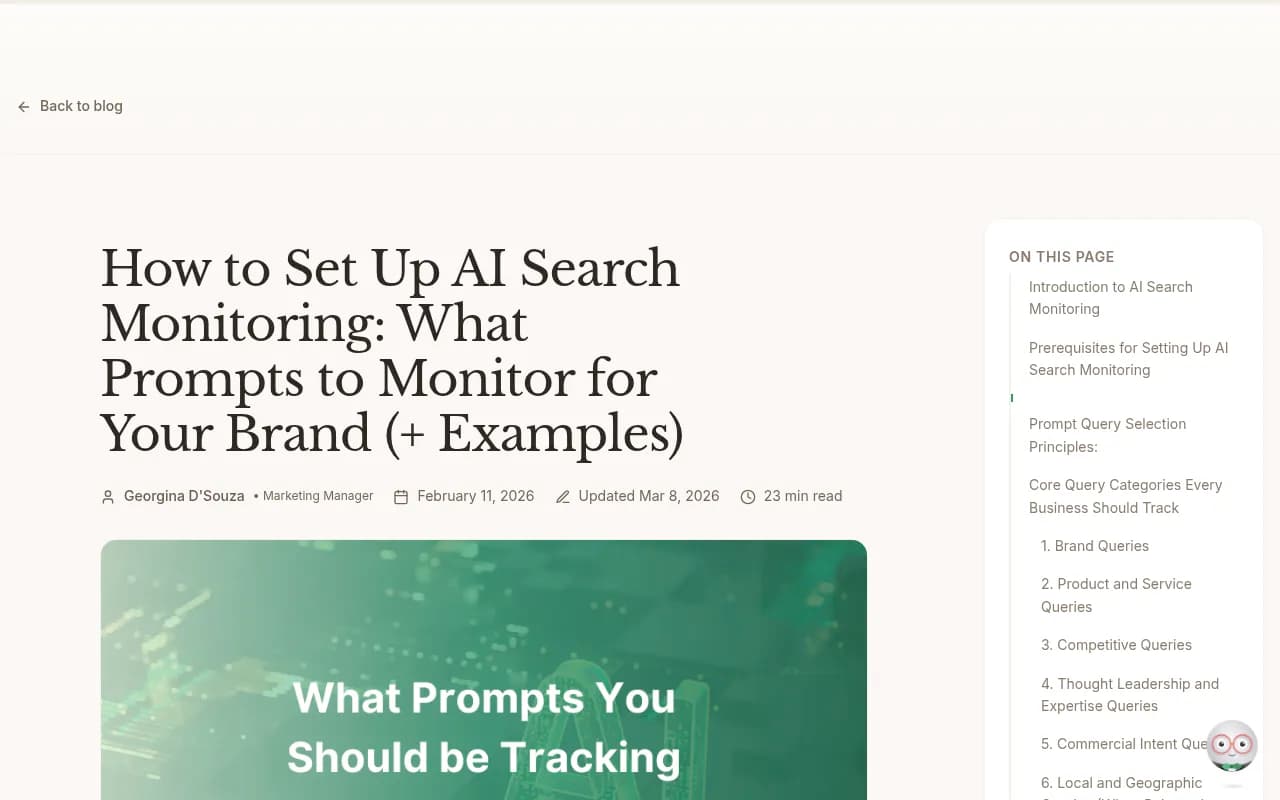 AI search monitoring guide showing which prompts to track for brand visibility