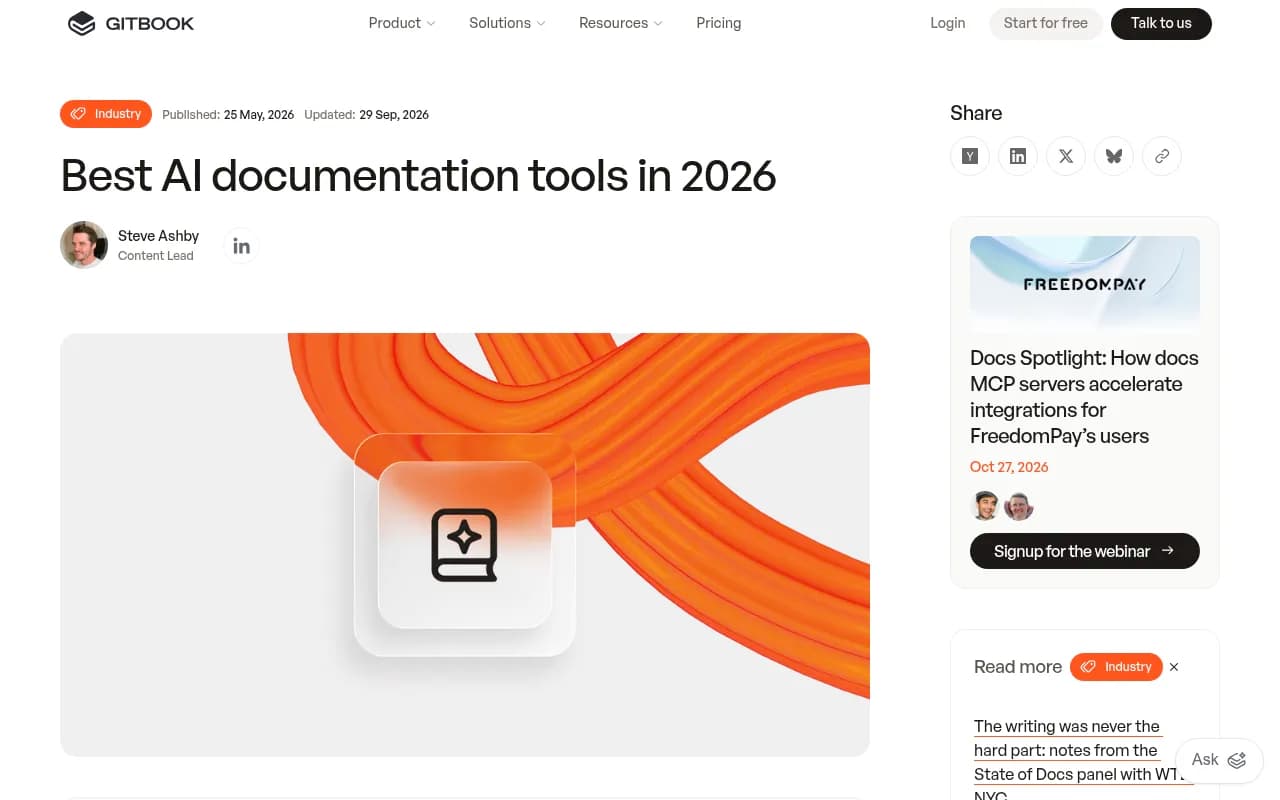 GitBook's 2026 comparison of AI documentation tools, covering llms.txt, MCP support and AI analytics