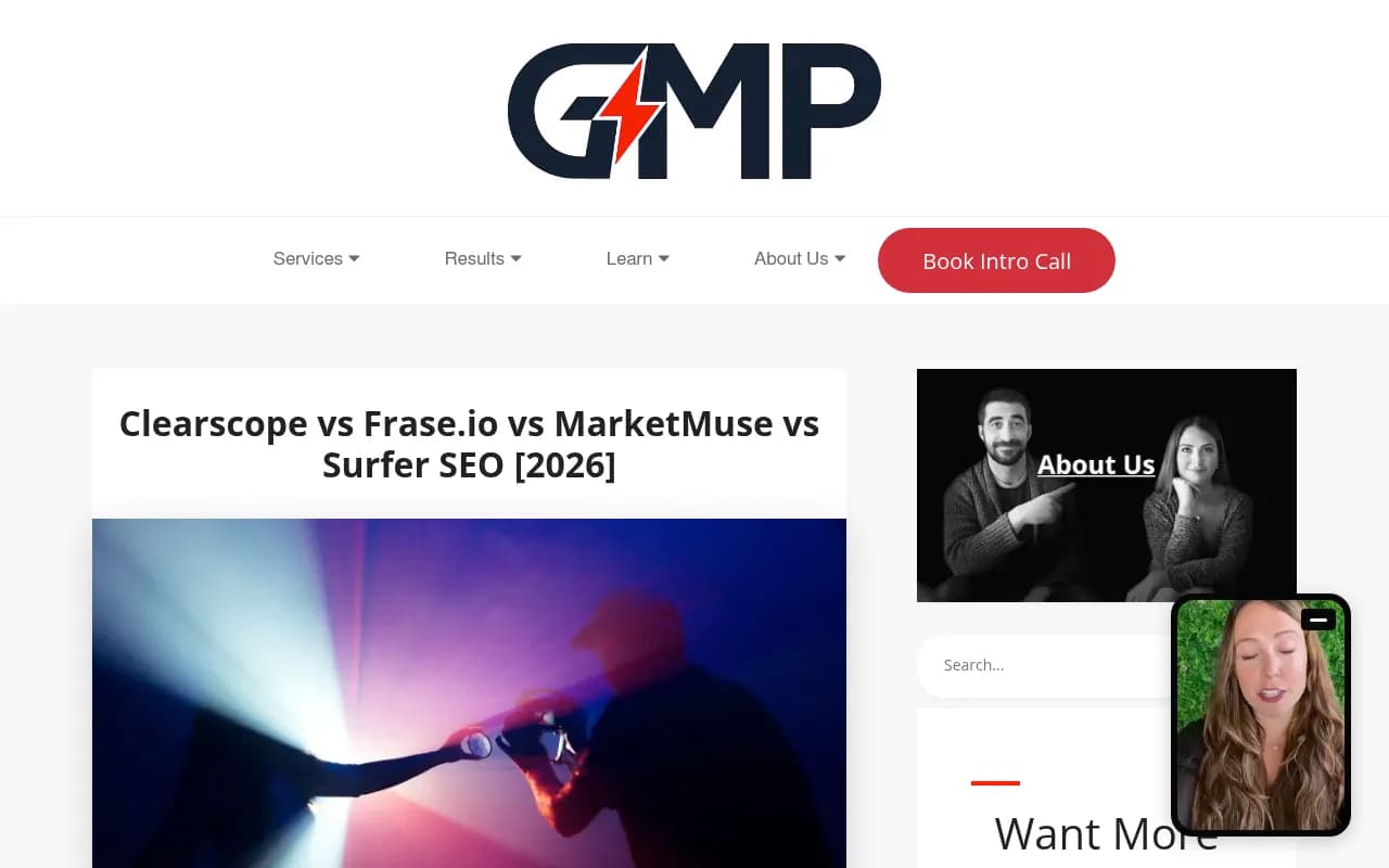 Growth Marketing Pro's four-way comparison of Clearscope, Frase, MarketMuse and Surfer SEO