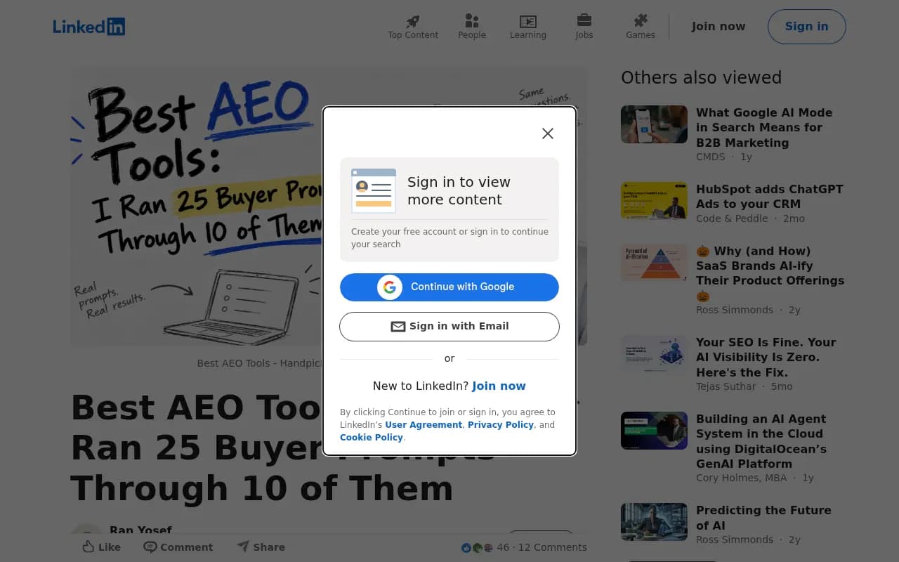 A comparison of AEO tools tested against 25 real buyer prompts