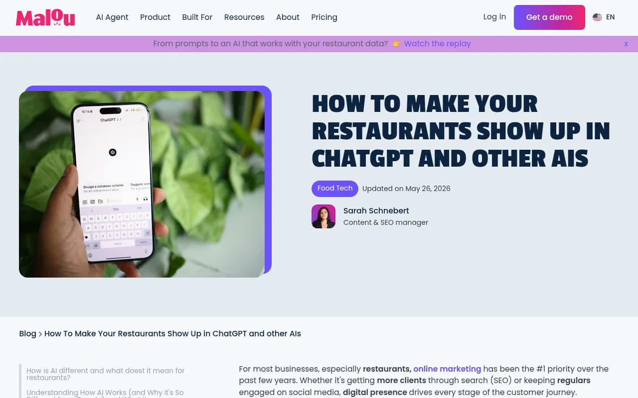 Malou's guide on getting a restaurant to appear in ChatGPT