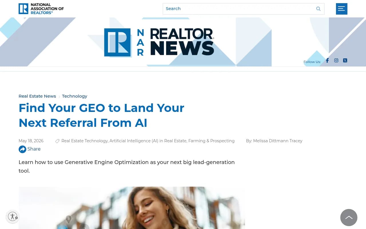 NAR's coverage of agents finding referrals through AI search tools like Gemini