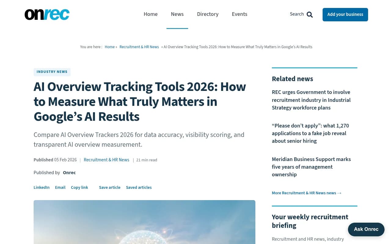 Onrec roundup of AI Overview tracking tools and what to measure