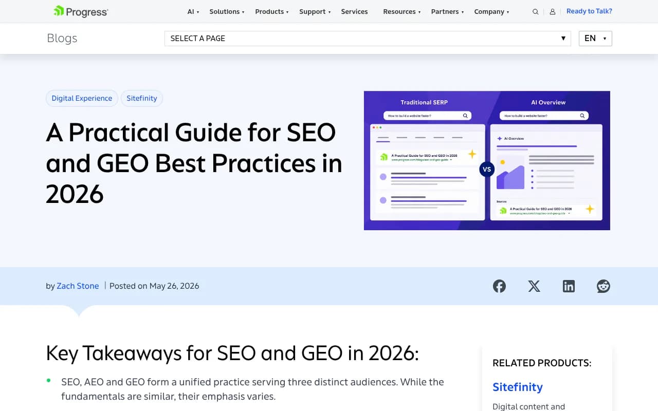 Sitefinity practical guide to SEO and GEO best practices in 2026