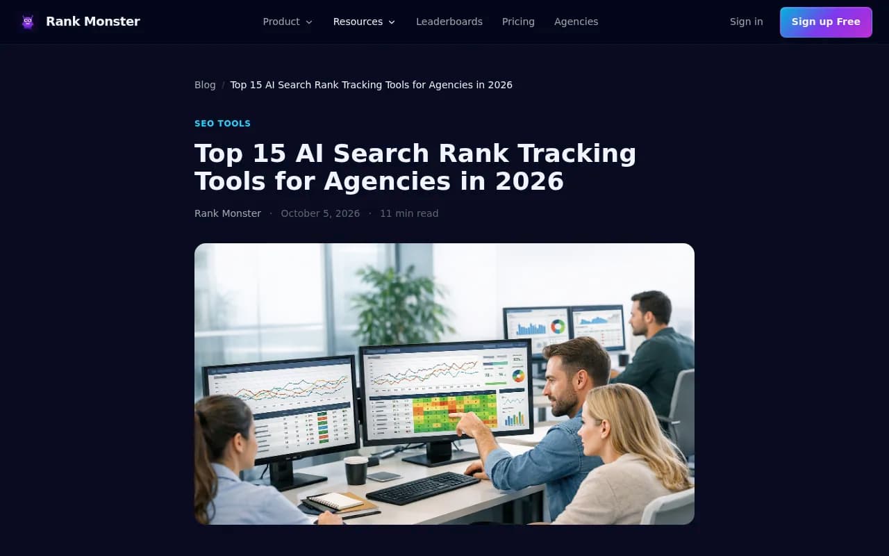 Rank Monster's agency-focused comparison of AI search rank trackers