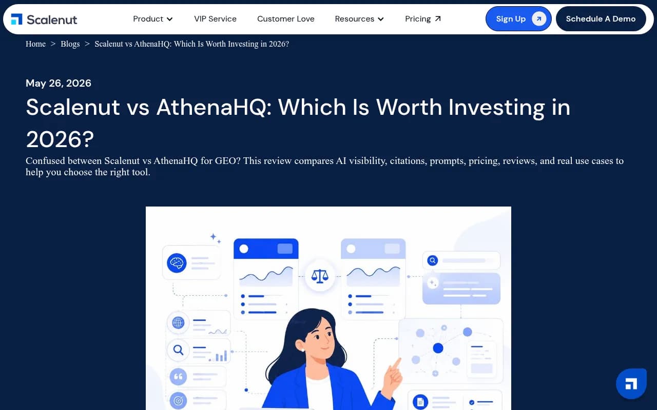 Scalenut's positioning as an AI search visibility platform, showing the shift from SEO-only to AI-first content strategy