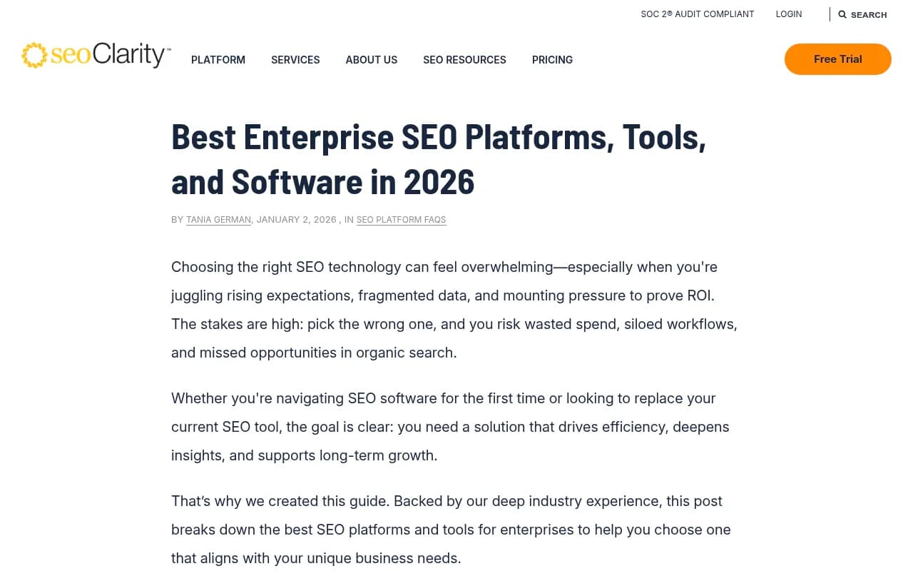 seoClarity enterprise SEO platform overview