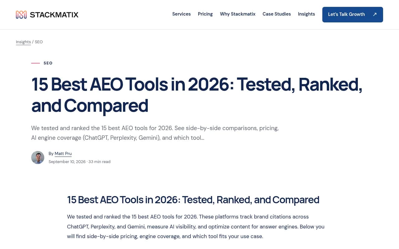Side-by-side pricing and feature comparison of 15 AEO tools for 2026