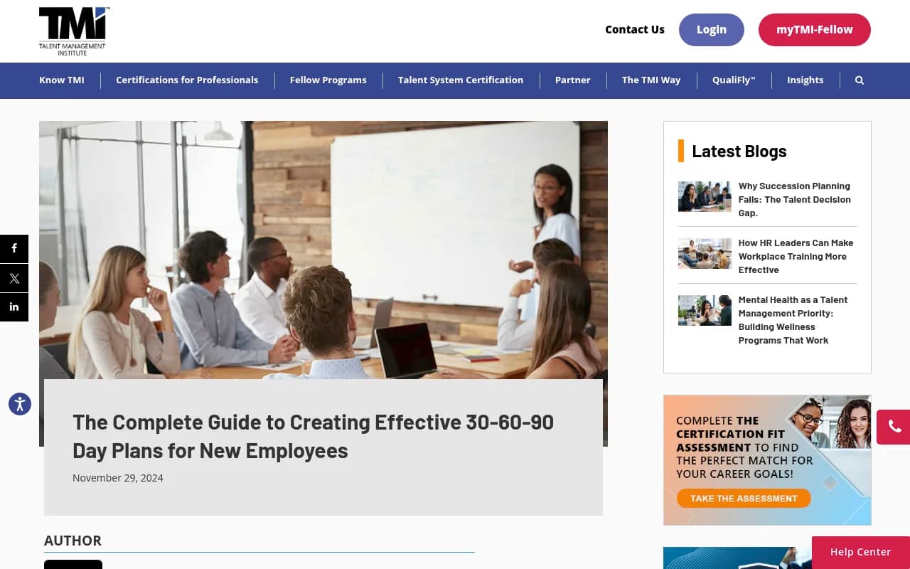 TMI guide to creating effective 30-60-90 day plans for new employees