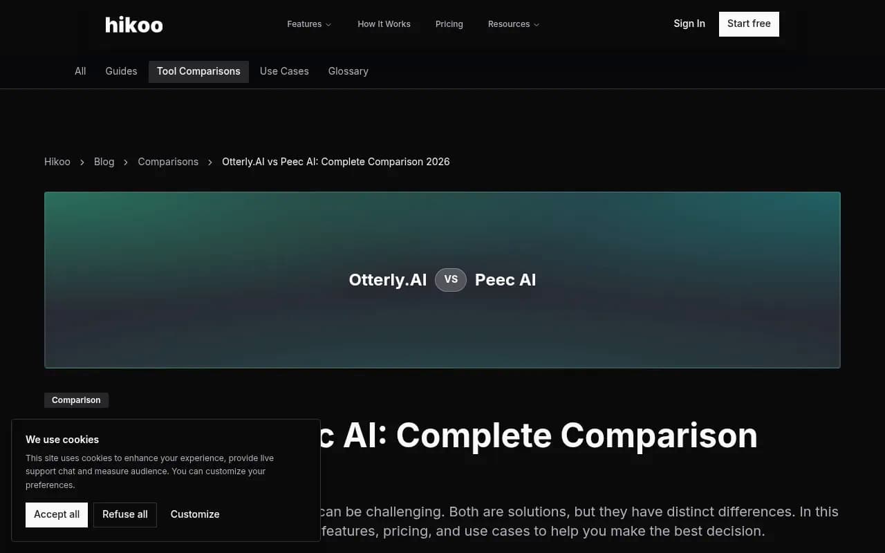 Comparison overview of AI visibility tools including Peec AI and Otterly.AI