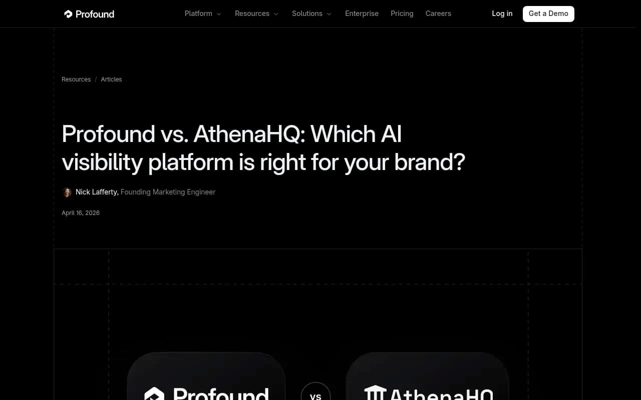 Profound vs AthenaHQ comparison from Profound's own research