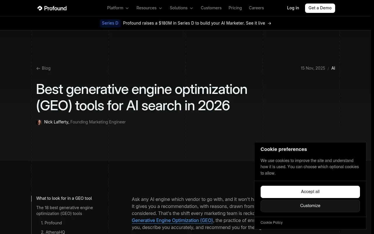 Comparison of leading generative engine optimization tools and their tracking methodologies