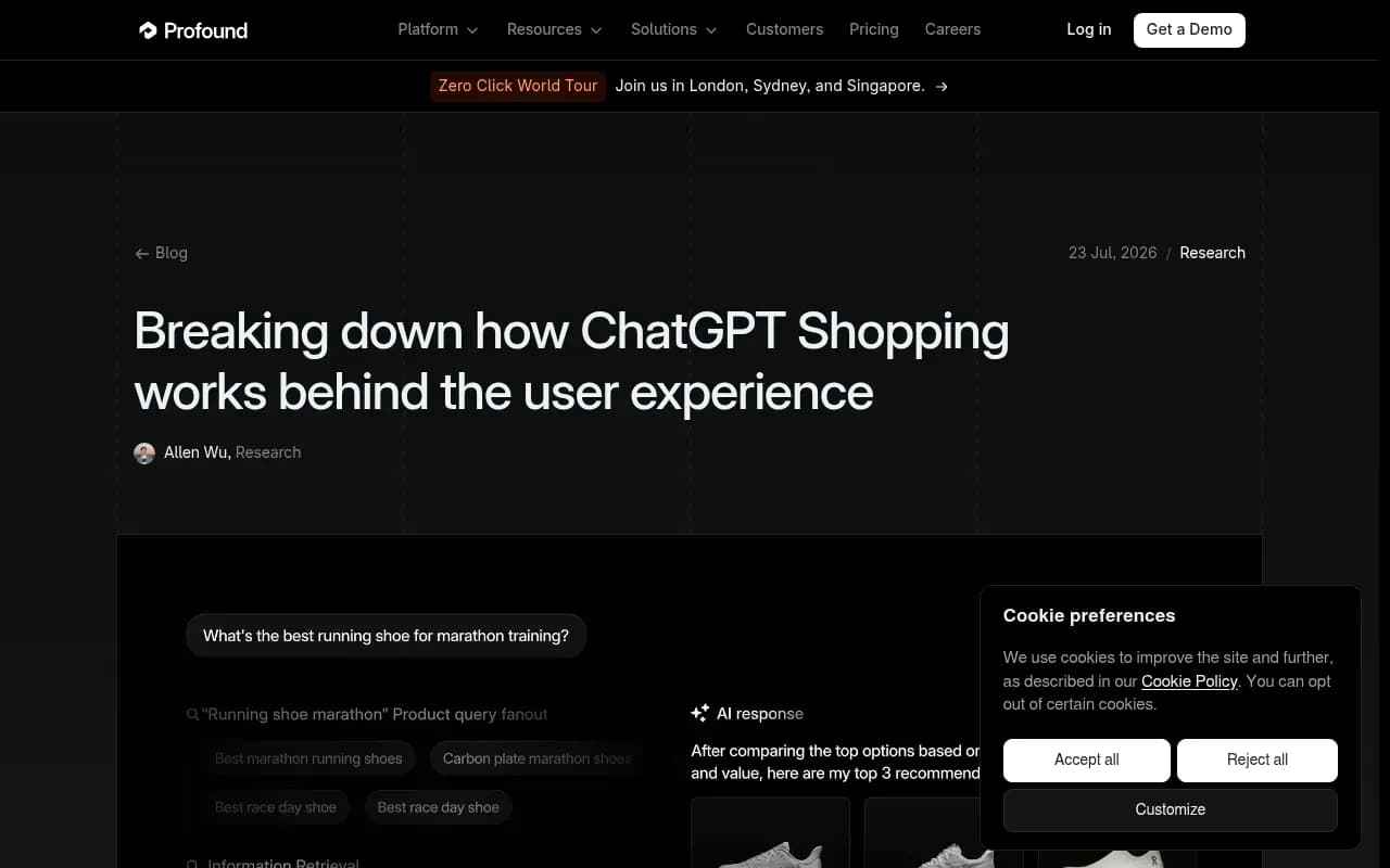 A product card breakdown showing how ChatGPT surfaces ranked product recommendations with supporting text
