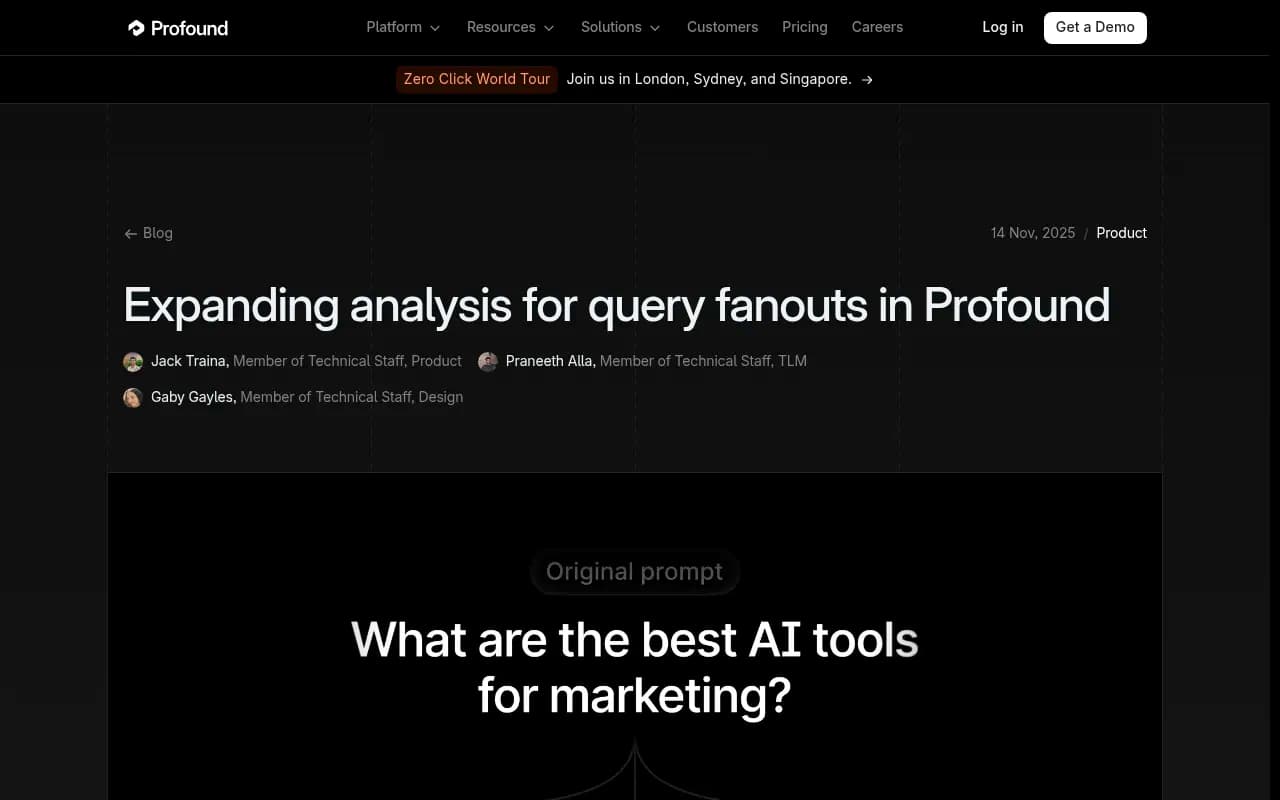Profound blog post introducing its Query Fanouts page
