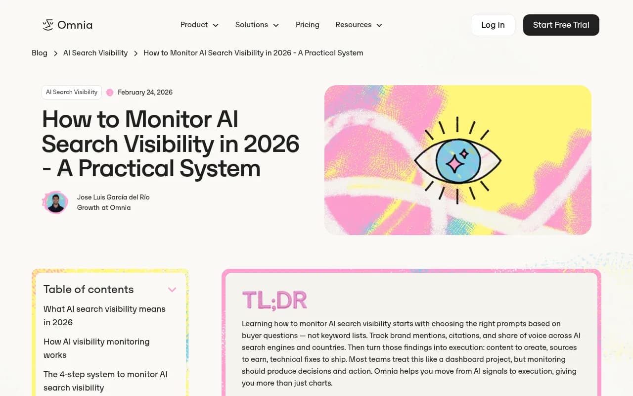 Omnia's practical system for monitoring AI search visibility, including prompt sets, baselines, and re-measurement