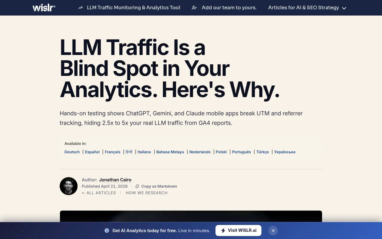 Wislr's test results showing how ChatGPT, Gemini and Claude traffic is attributed across mobile apps, browsers and desktop