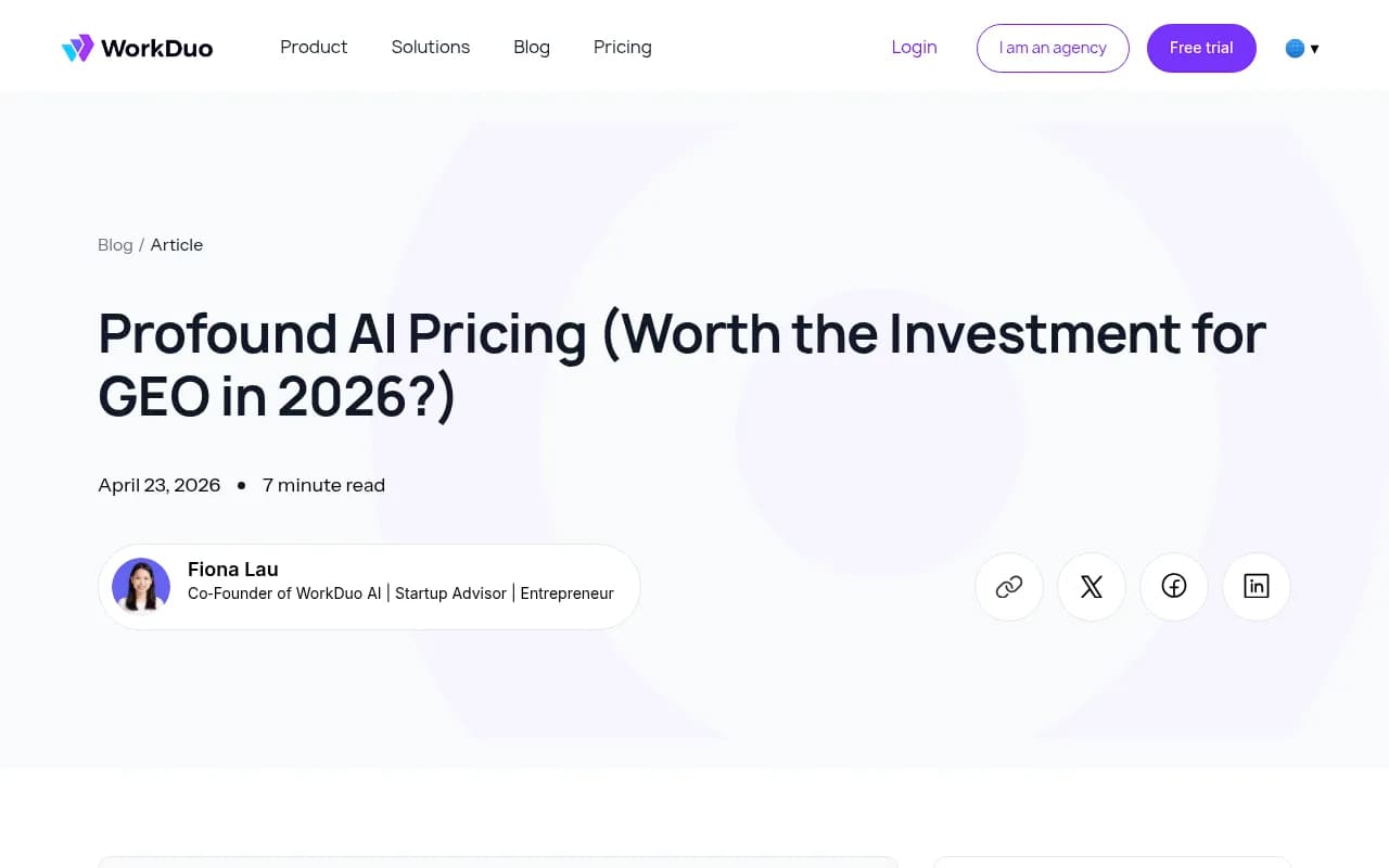 Profound AI review analysis showing pricing accessibility rated 3.2/5 for smaller teams