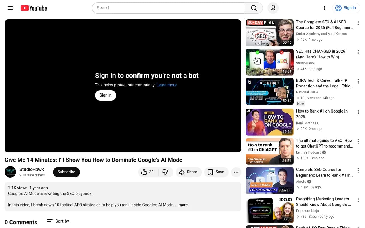 StudioHawk's breakdown of 10 AEO strategies for Google AI Mode