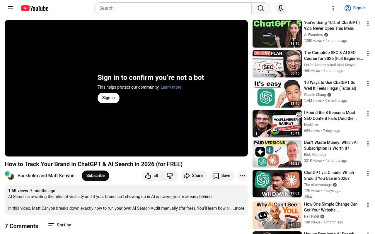 How to Track Your Brand in ChatGPT & AI Search in 2026 (for FREE) - YouTube