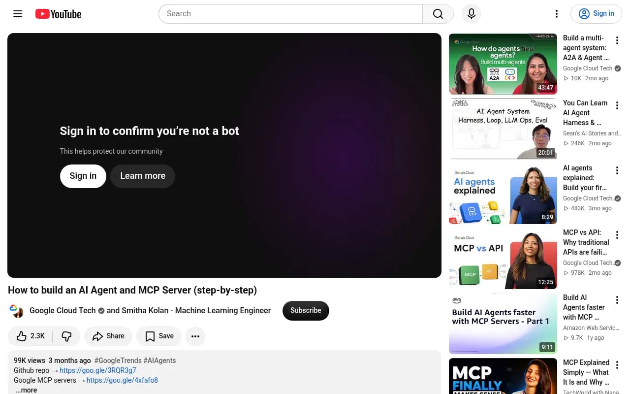 A step-by-step demo of connecting an MCP server to an AI agent in Google's Agent Development Kit
