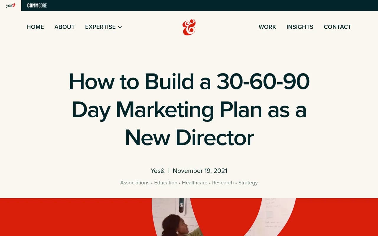 Yes& guide to building a 30-60-90 day marketing plan as a new director