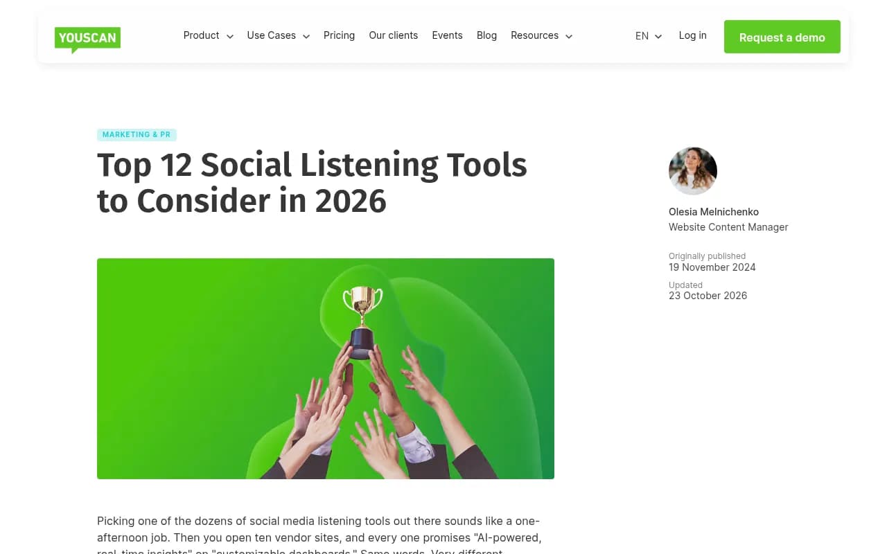YouScan's 2026 social listening tools comparison, updated October 2026