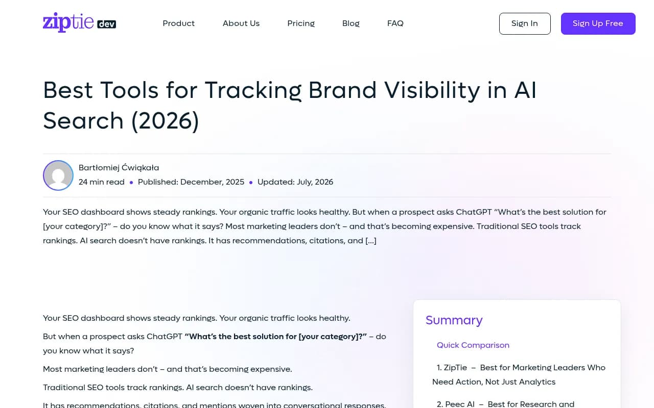 Comparison of AI visibility tools in 2026 showing the range from monitoring-only to full optimization platforms