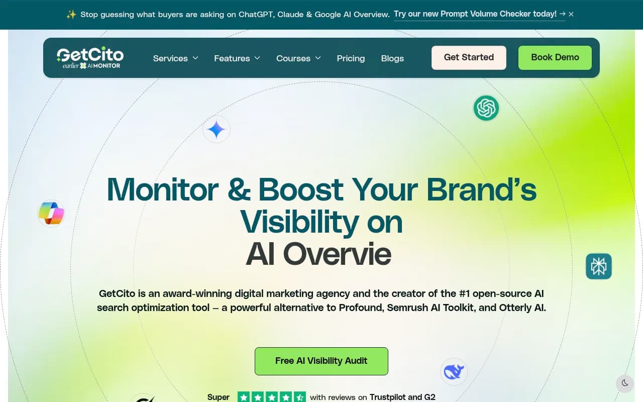 Screenshot of AI Monitor website