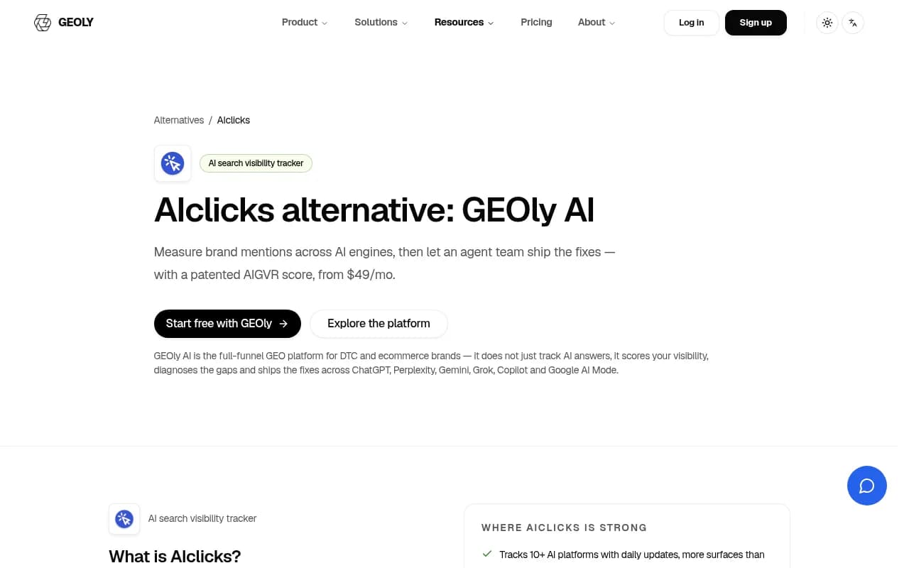 Screenshot of AIclicks