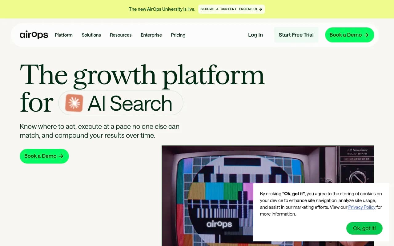 Screenshot of AirOps website