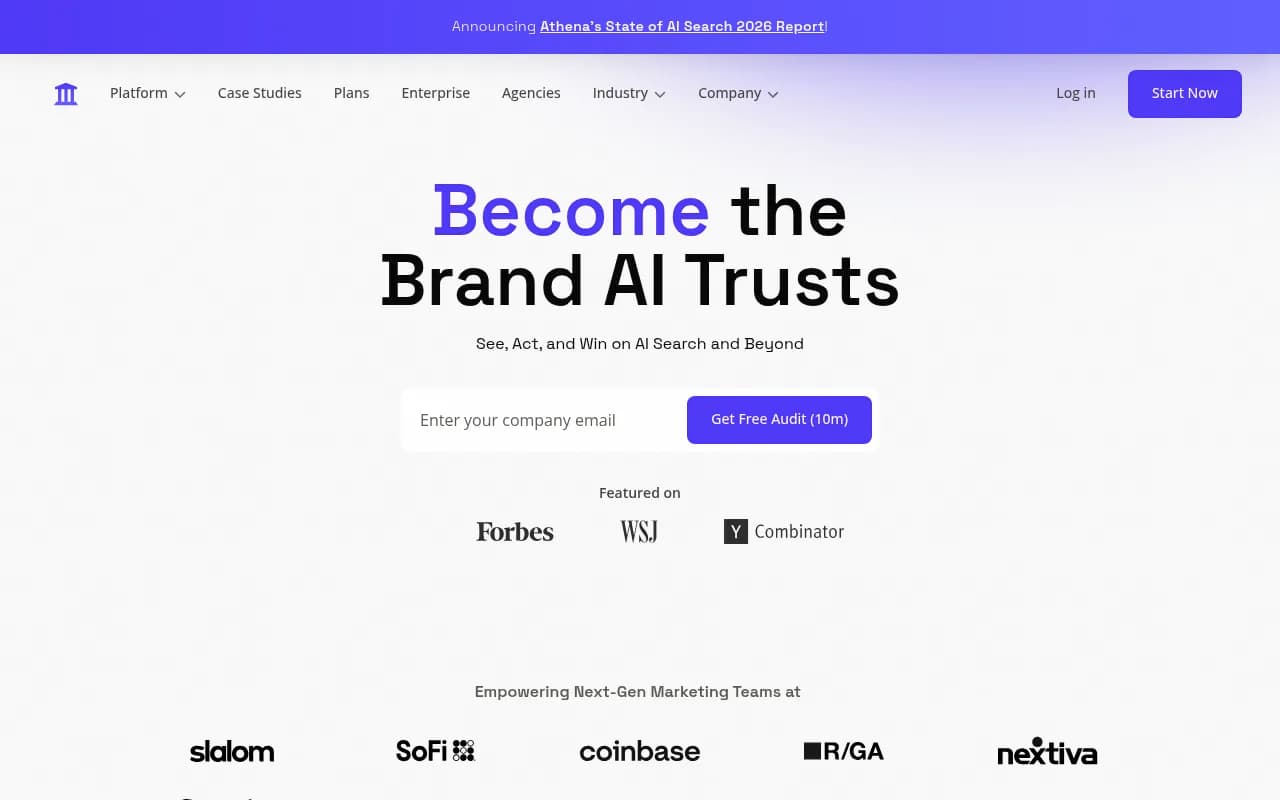 Screenshot of AthenaHQ website