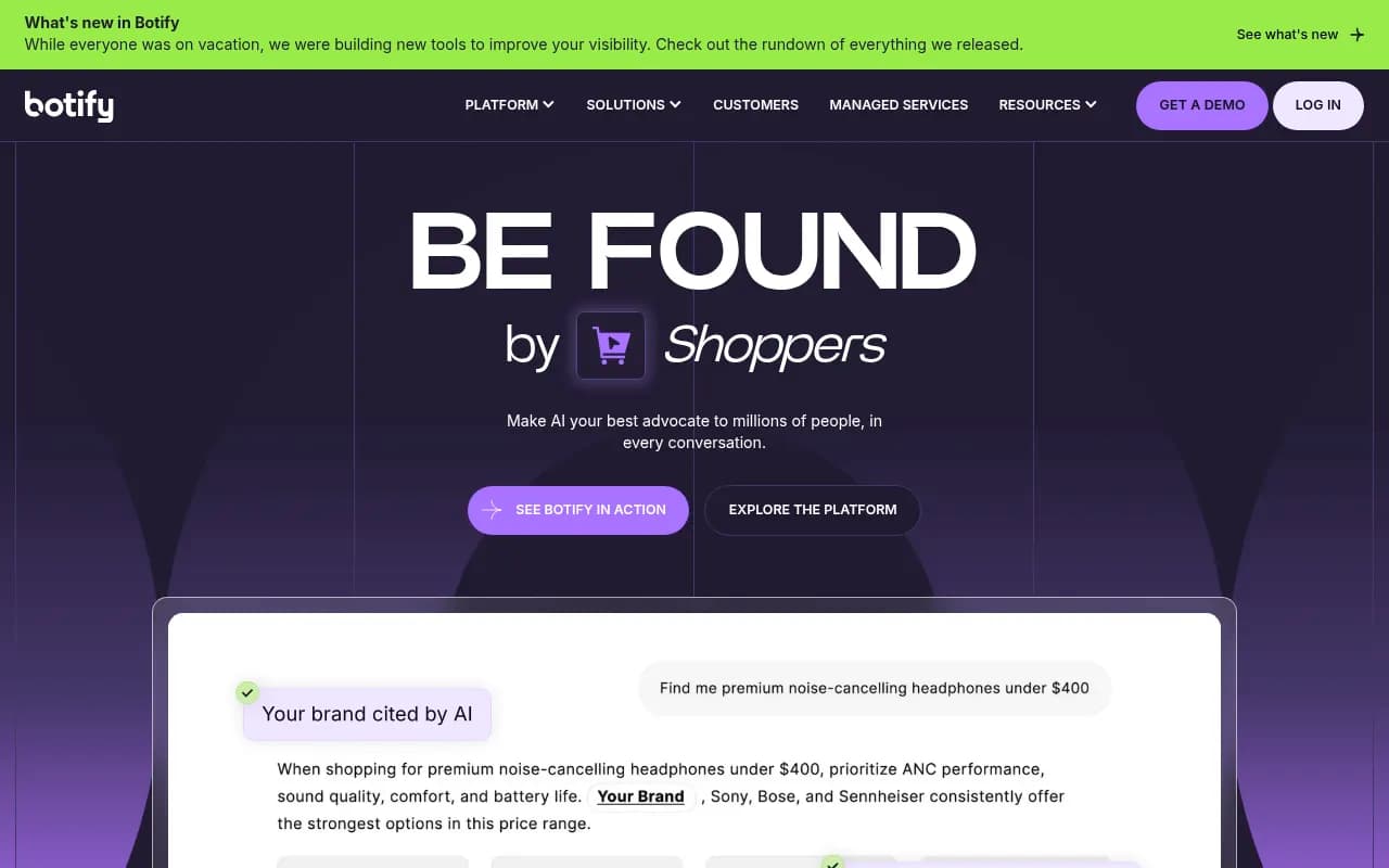 Screenshot of Botify website