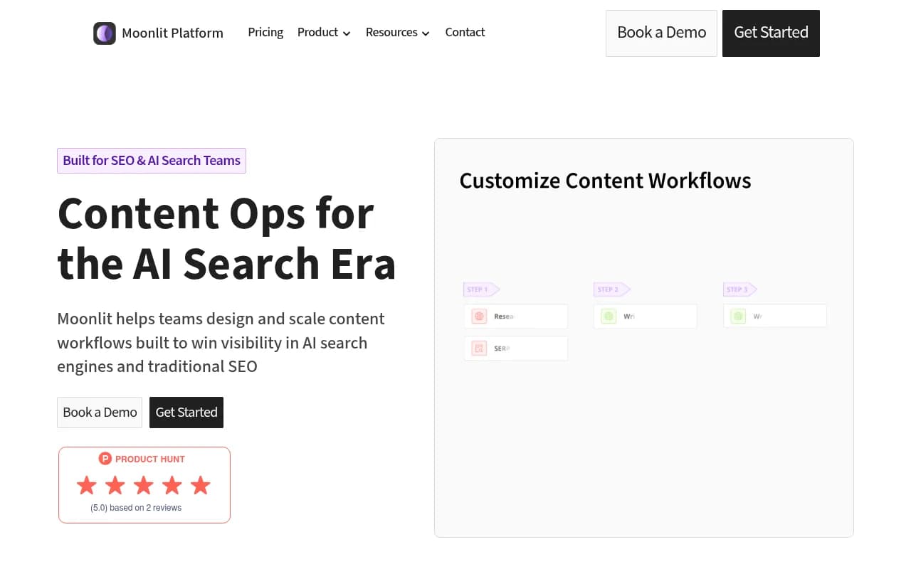 Screenshot of Moonlit Platform website