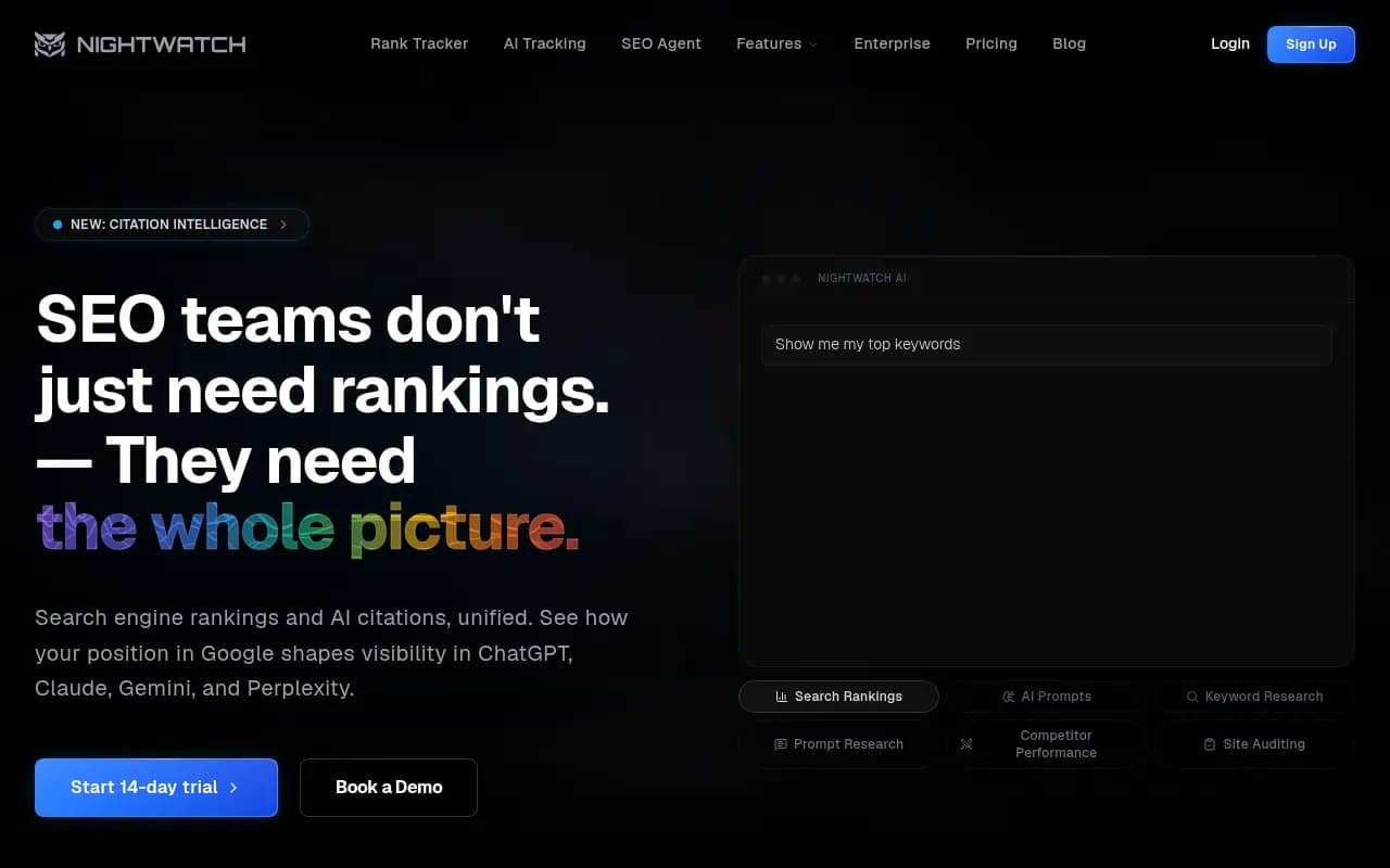 Screenshot of Nightwatch website