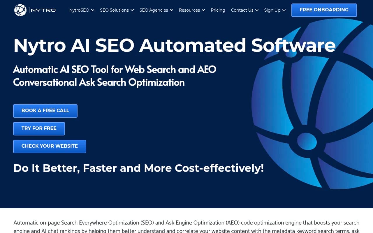 Screenshot of NytroSEO website