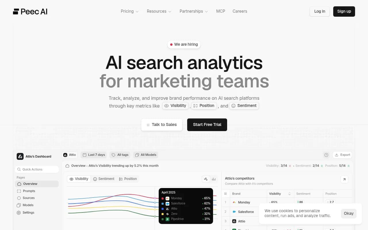 Screenshot of Peec AI website