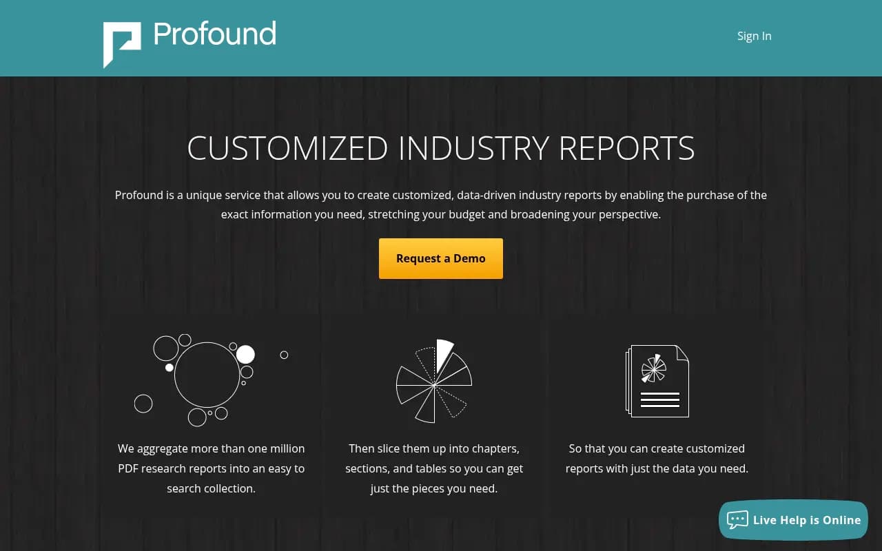 Screenshot of Profound website