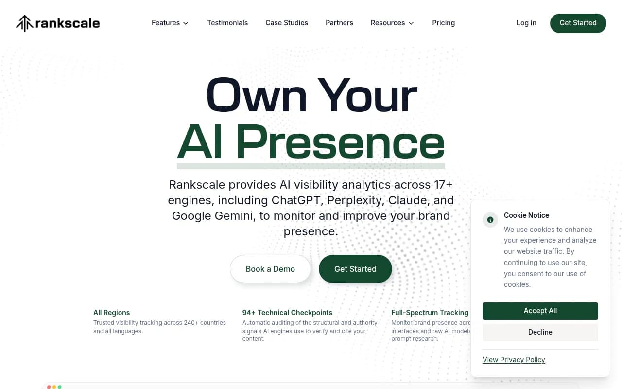 Screenshot of Rankscale website