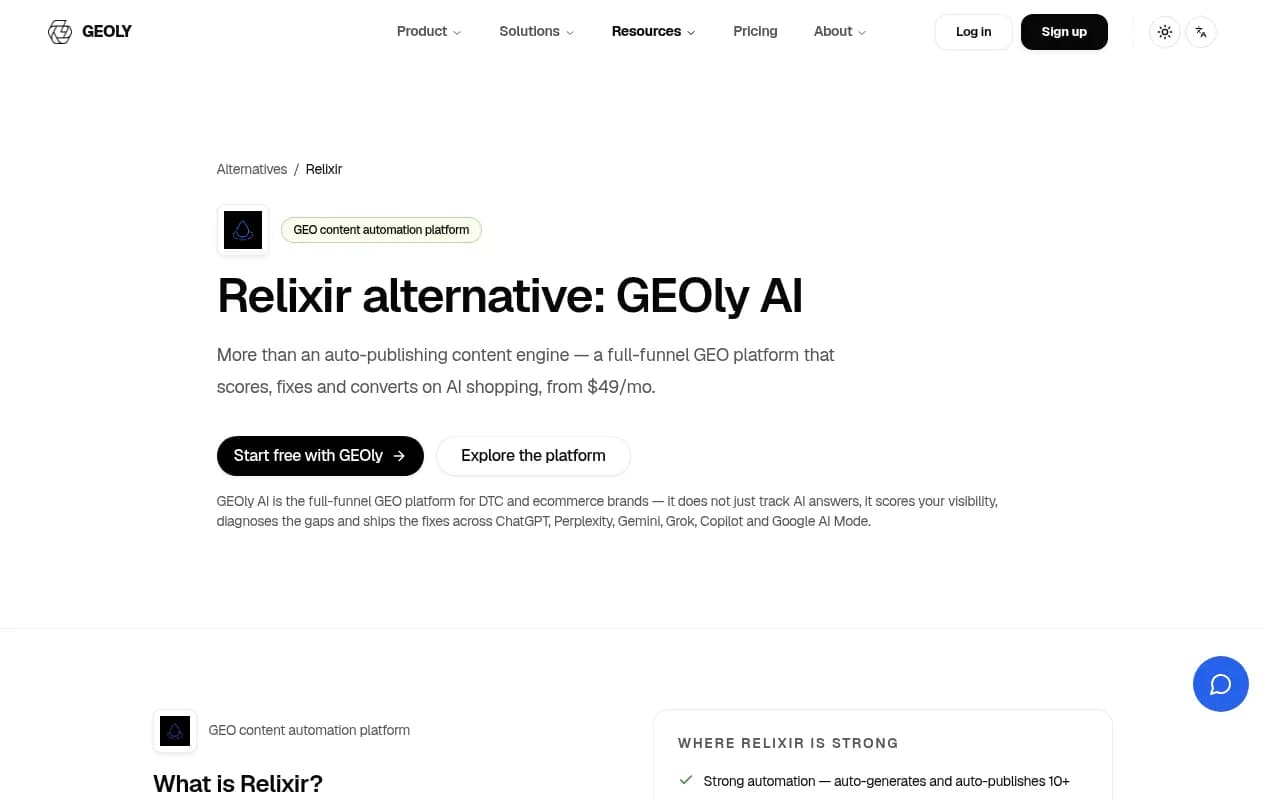 Screenshot of Relixir