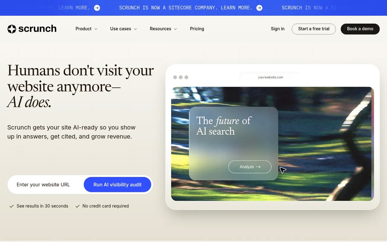 Screenshot of Scrunch AI website