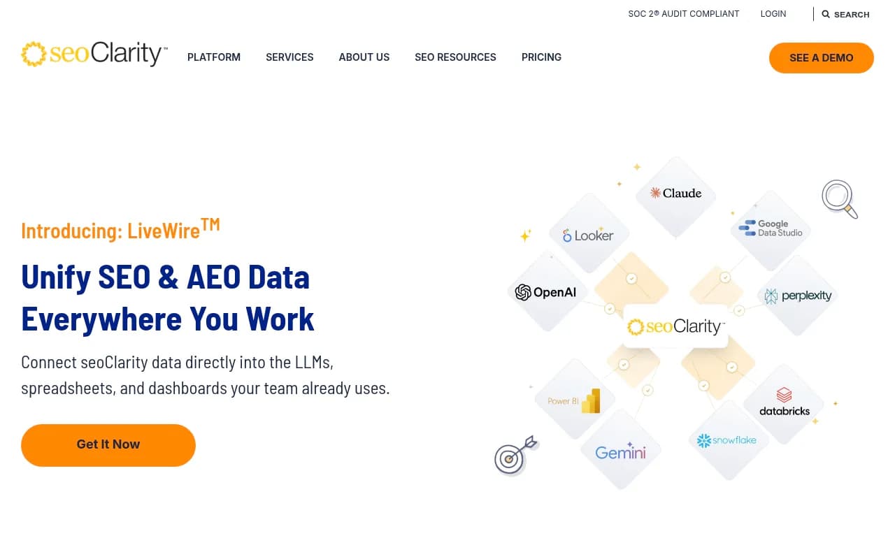 Screenshot of seoClarity (Clarity ArcAI) website