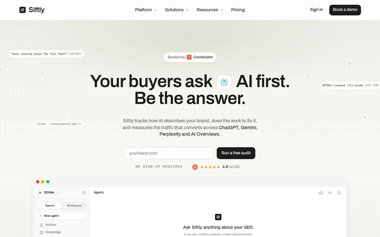 Screenshot of Siftly